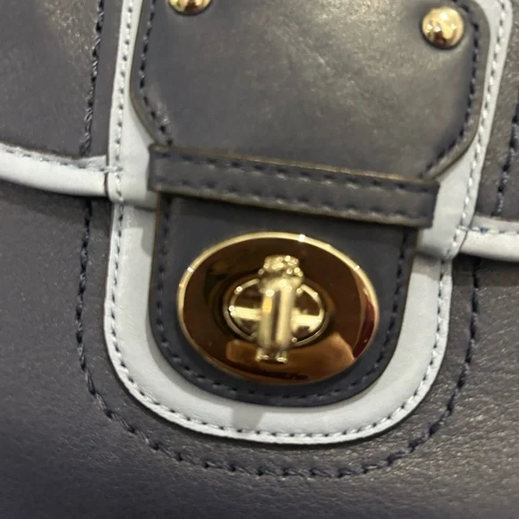 Coach Willis Legacy Archive Navy and Light Blue Leather Crossbody Shoulder Bag - Picture 3 of 8